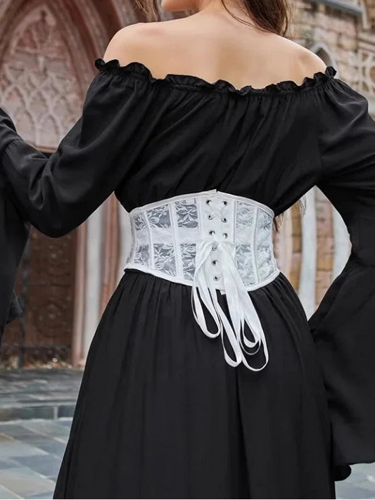 Koronkowy gorset underbust z wiązaniem modelujący talię