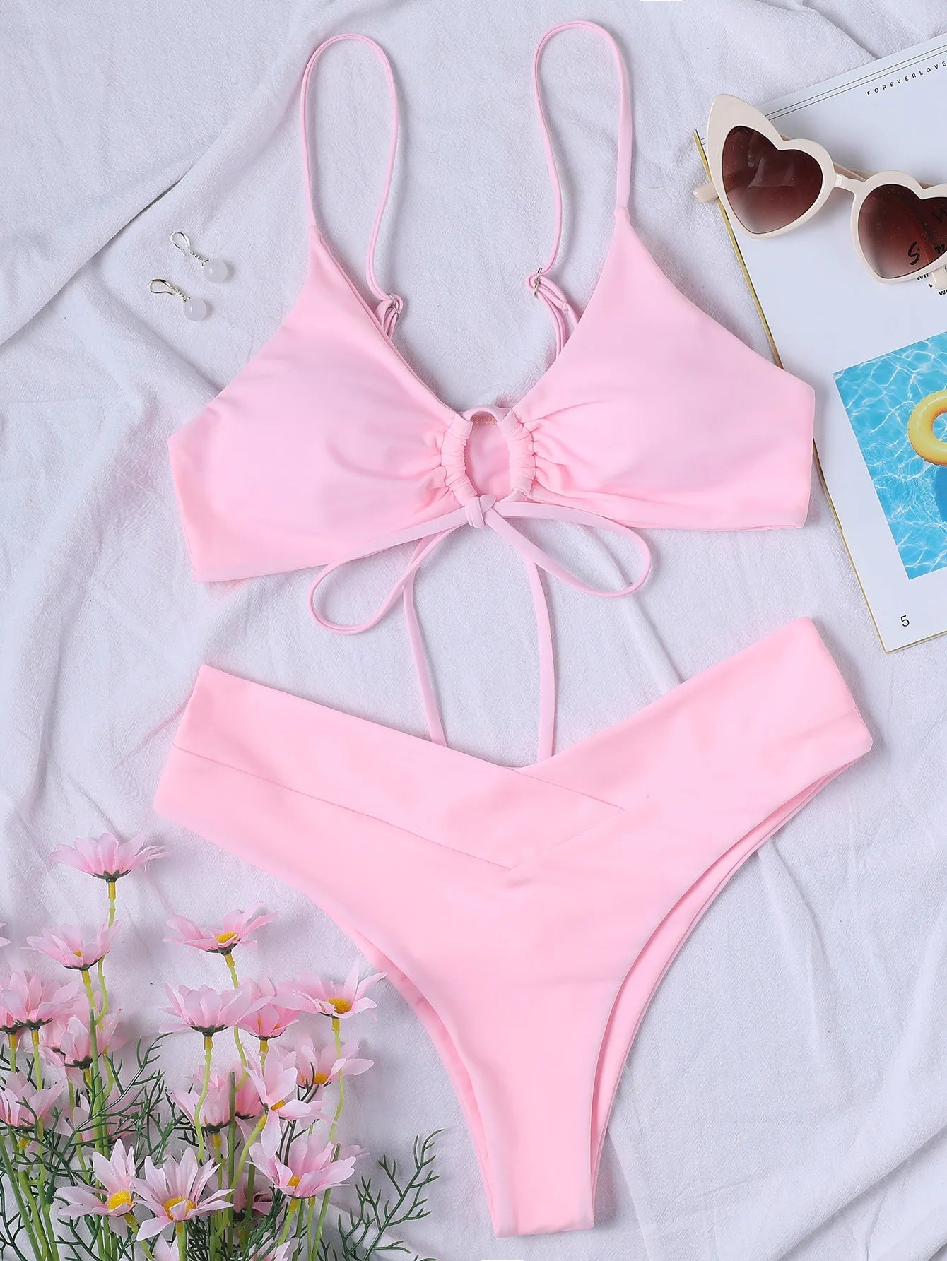 Bikini z wiązanym topem i wysokim stanem o modelującym kroju - Senséra
