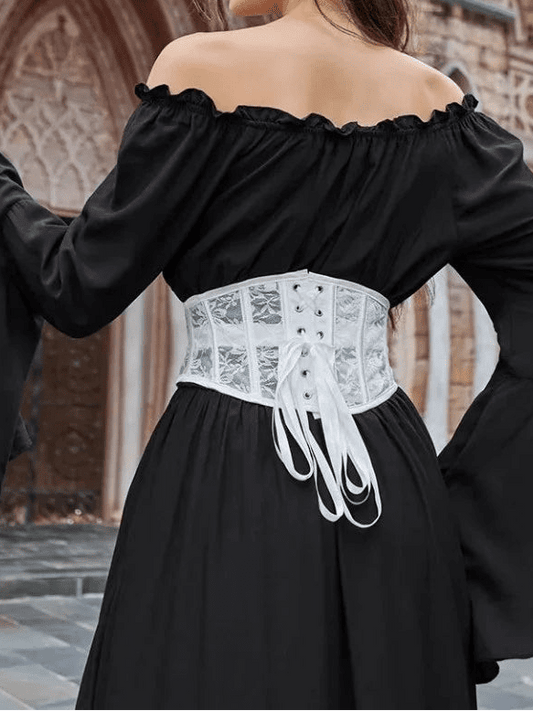 Koronkowy gorset underbust z wiązaniem modelujący talię - Senséra