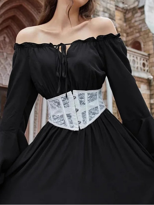Koronkowy gorset underbust z wiązaniem modelujący talię