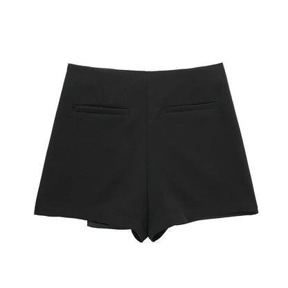 Asymetryczna spódniczka damska z wysokim stanem typu skort minimalistyczna - Senséra