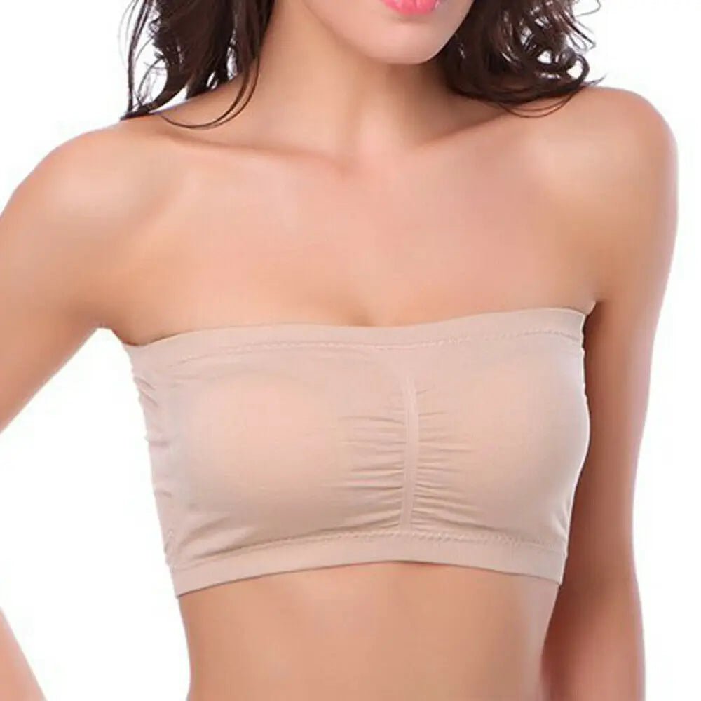 Bezszwowy top bandeau plus size bez ramiączek z elastycznym dopasowaniem - Senséra