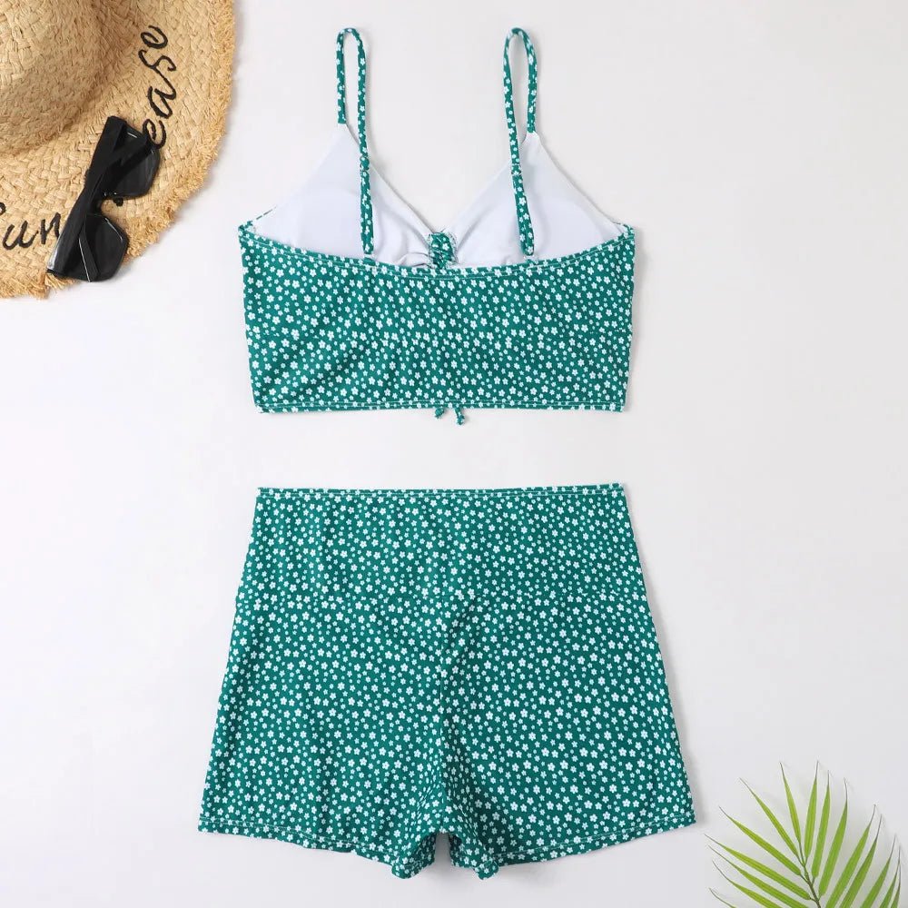 Bikini retro w drobny print z wysokim stanem i topem typu bralette - Senséra