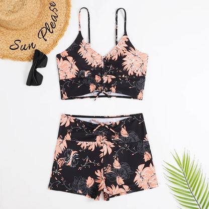 Bikini retro w drobny print z wysokim stanem i topem typu bralette - Senséra