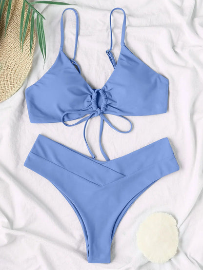 Bikini z wiązanym topem i wysokim stanem o modelującym kroju - Senséra