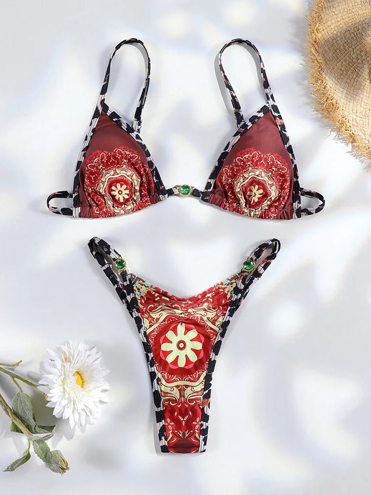 Bikini z wycięciami i ozdobnymi ringami na paskach - Senséra