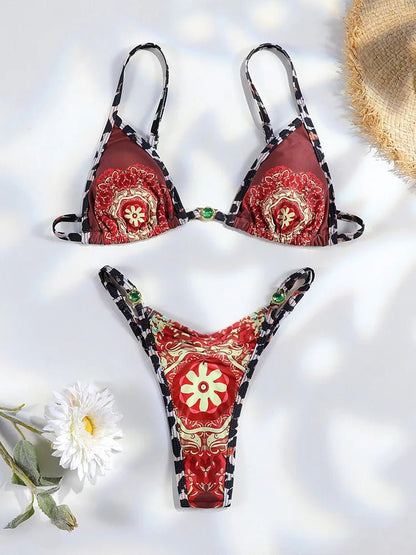 Bikini z wycięciami i ozdobnymi ringami na paskach - Senséra