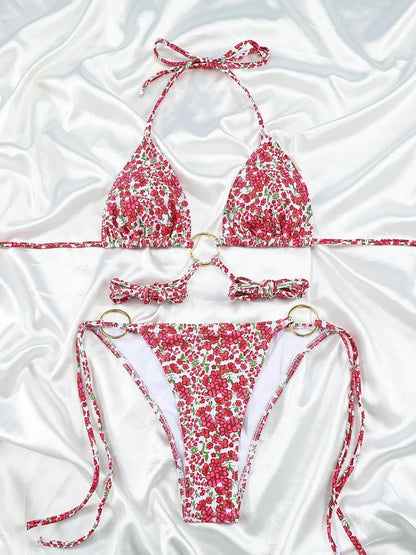 Bikini z wycięciami i ozdobnymi ringami na paskach - Senséra