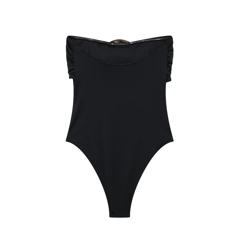 Body bandeau z ozdobną klamrą i marszczeniem na biuście - Senséra