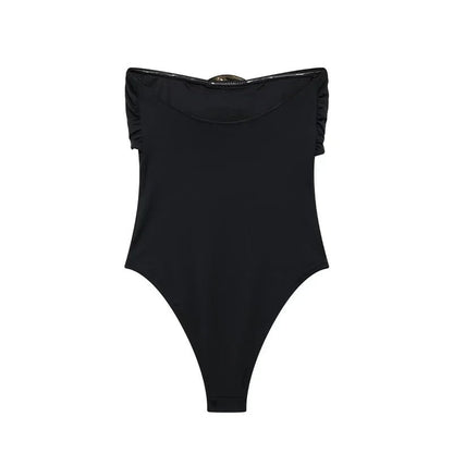 Body bandeau z ozdobną klamrą i marszczeniem na biuście - Senséra