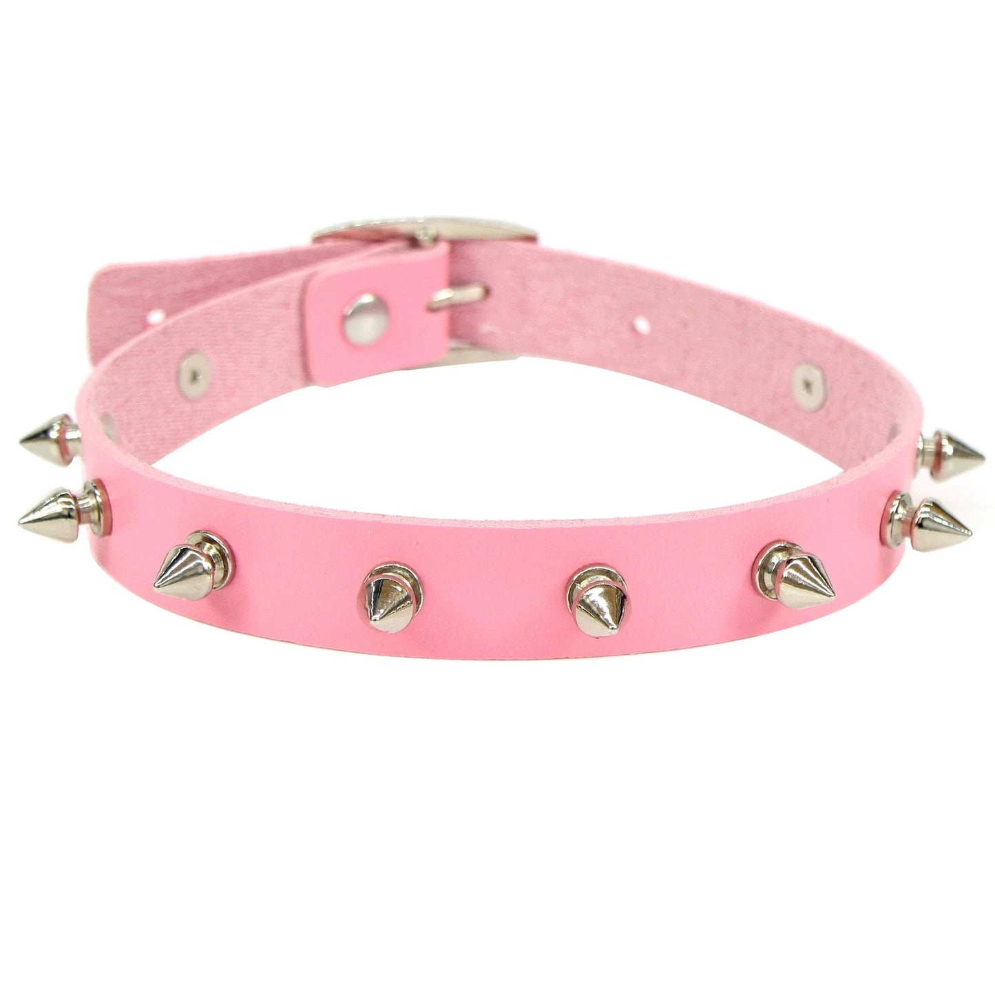 Choker z ćwiekami w stylu punk z regulowanym paskiem - Senséra