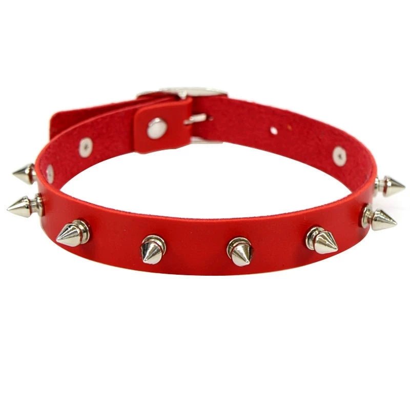 Choker z ćwiekami w stylu punk z regulowanym paskiem - Senséra
