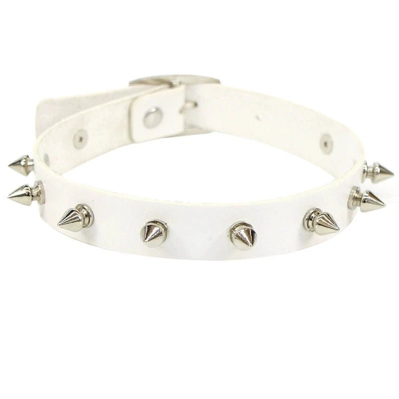 Choker z ćwiekami w stylu punk z regulowanym paskiem - Senséra