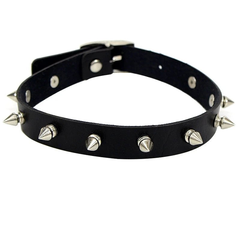 Choker z ćwiekami w stylu punk z regulowanym paskiem - Senséra