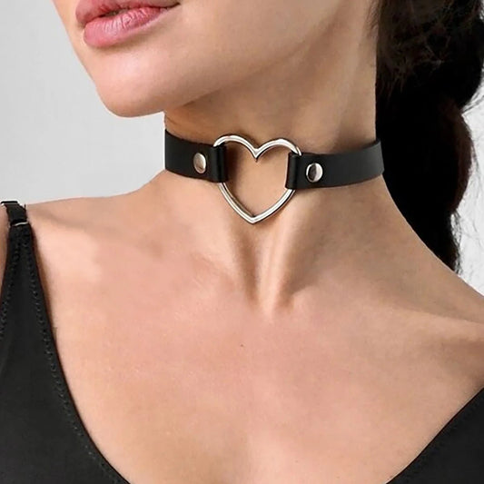 Choker z sercem i szerokim paskiem w minimalistycznym stylu - Senséra