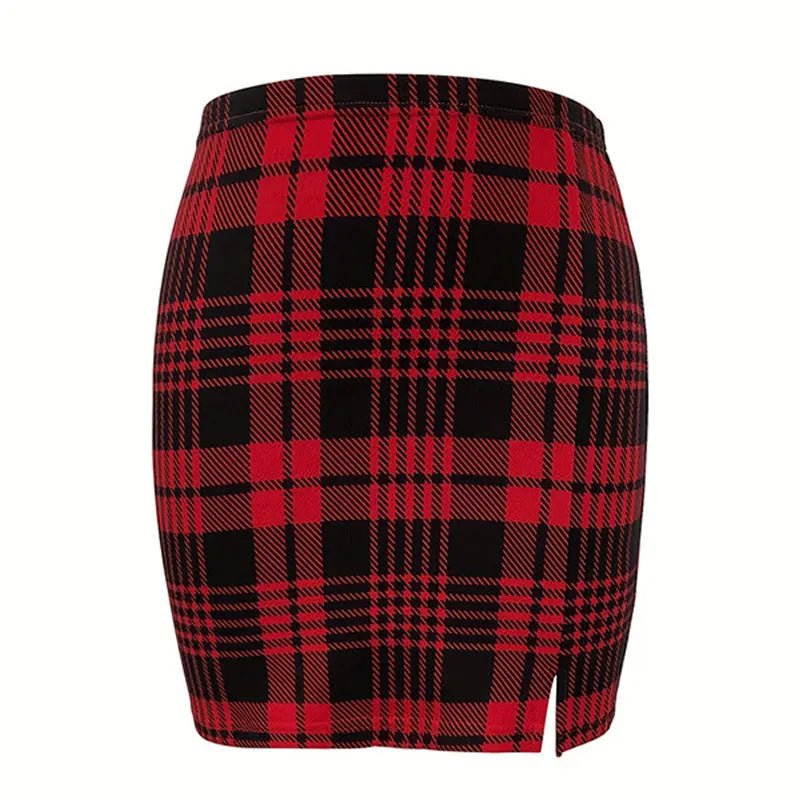 Dopasowana spódniczka mini w kratę z wysokim stanem elegancka - Senséra