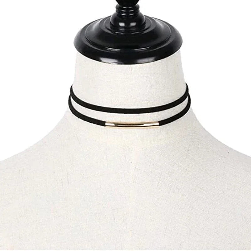 Dwuwarstwowy choker z cienkimi paskami i minimalistyczną ozdobą - Senséra