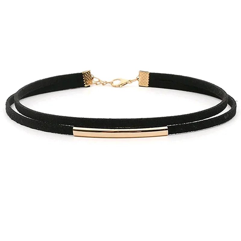 Dwuwarstwowy choker z cienkimi paskami i minimalistyczną ozdobą - Senséra