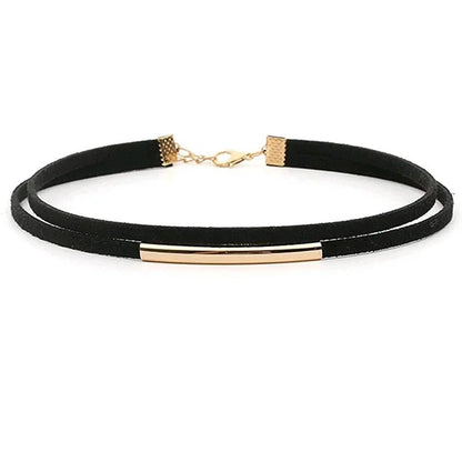 Dwuwarstwowy choker z cienkimi paskami i minimalistyczną ozdobą - Senséra