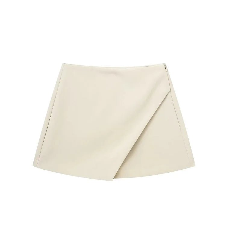 Elegancka spódniczka typu skort z zakładką i wysokim stanem minimalistyczna mini - Senséra