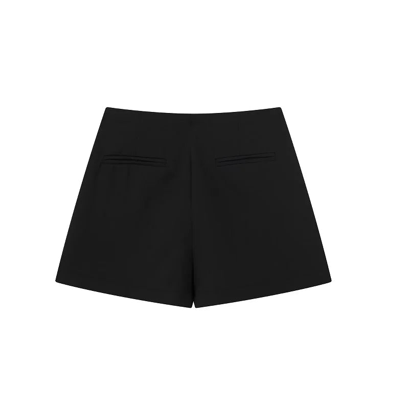Elegancka spódniczka typu skort z zakładką i wysokim stanem minimalistyczna mini - Senséra