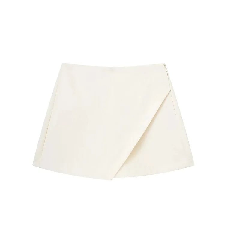 Elegancka spódniczka typu skort z zakładką i wysokim stanem minimalistyczna mini - Senséra