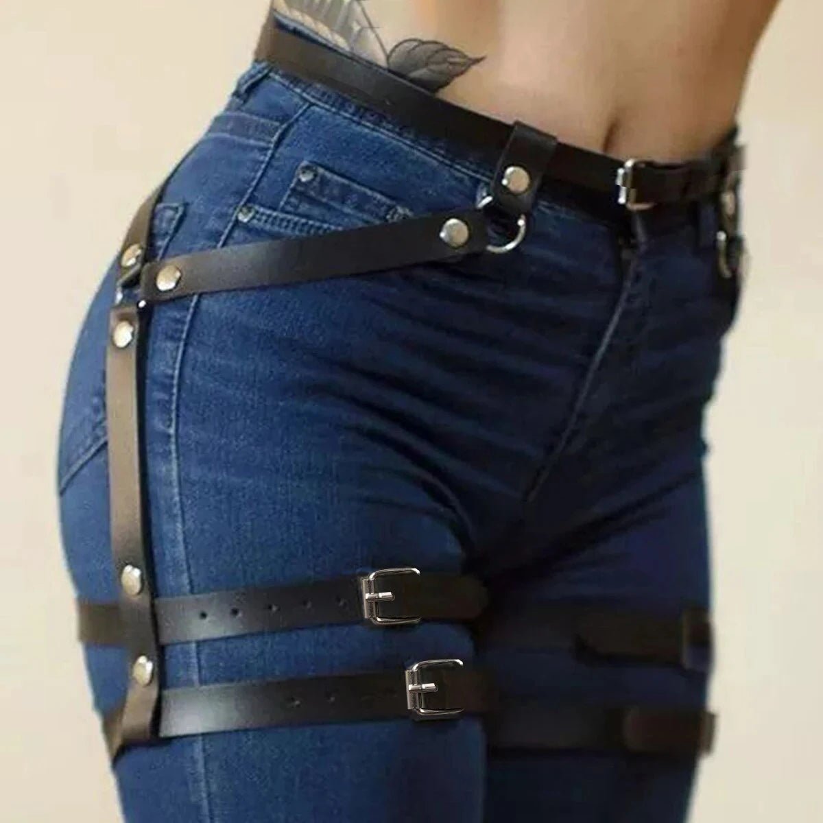 Harness damski na biodra i udo z paskami i podwójnymi opaskami - Senséra