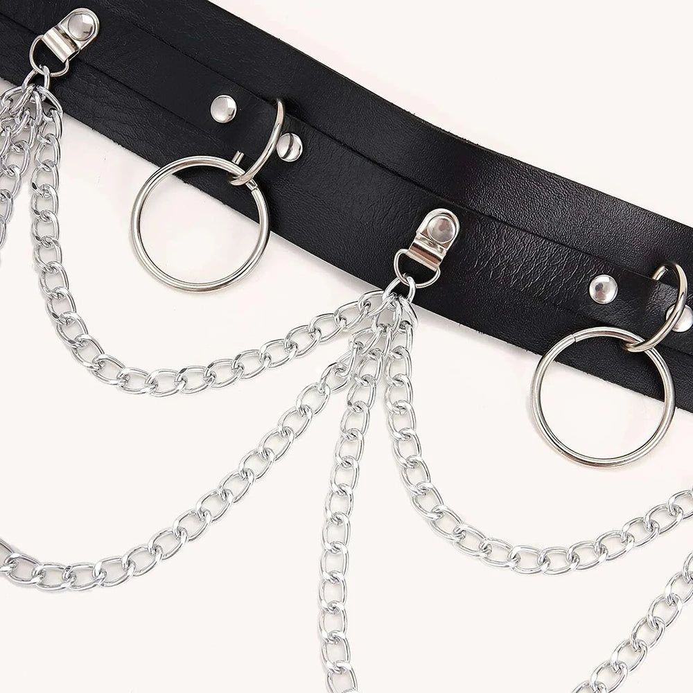Harness damski na talię z łańcuszkami i ringami dekoracyjnymi - Senséra