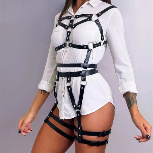 Kompletny harness damski na biust talię i uda z wielopaskową konstrukcją - Senséra