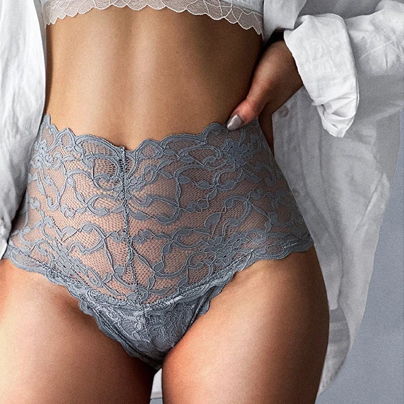 Koronkowe figi damskie wysoki stan transparentne eleganckie - Senséra