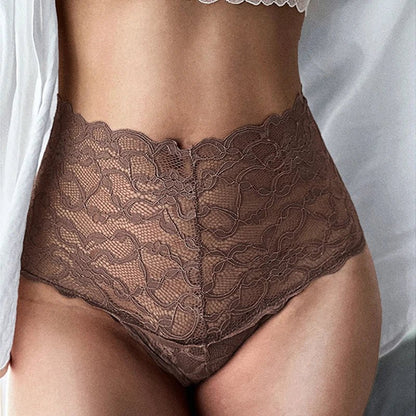 Koronkowe figi damskie wysoki stan transparentne eleganckie - Senséra