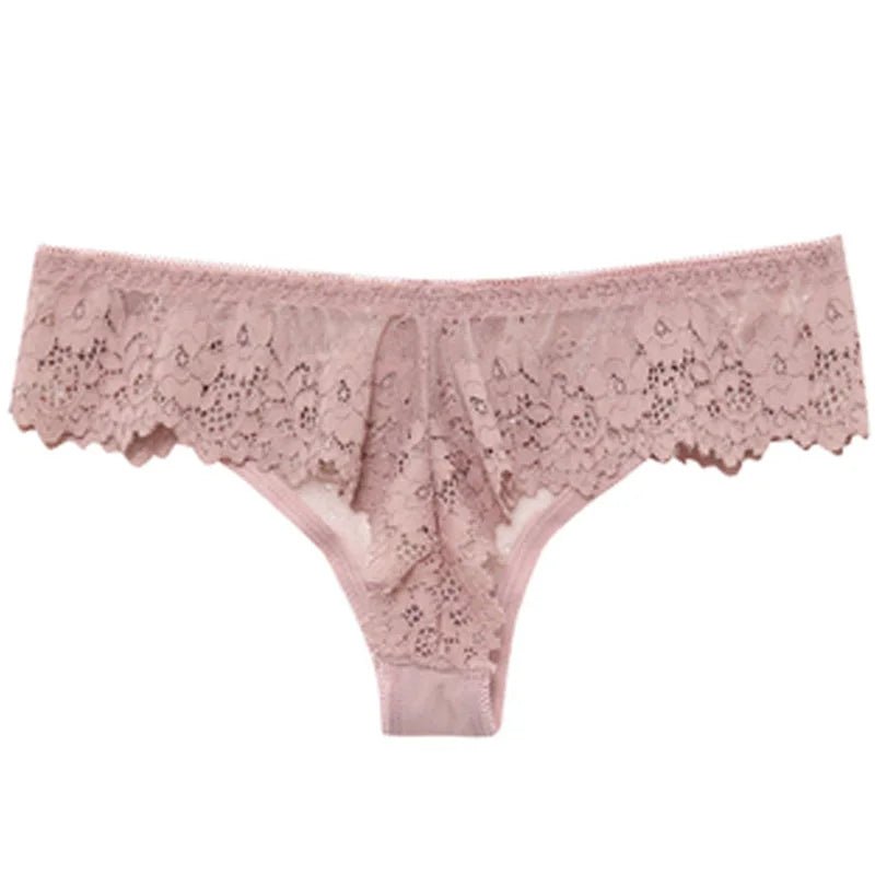 Koronkowe stringi damskie transparentne – zmysłowa bielizna z haftem biała - Senséra