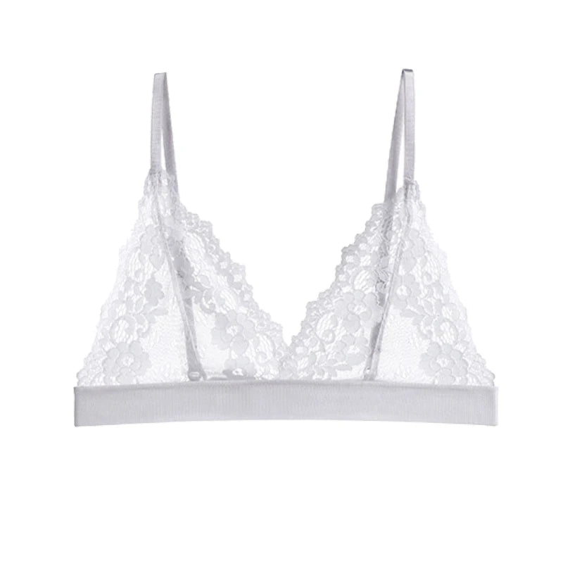 Koronkowy biustonosz bralette z transparentnymi miseczkami i miękkim wykończeniem - Senséra