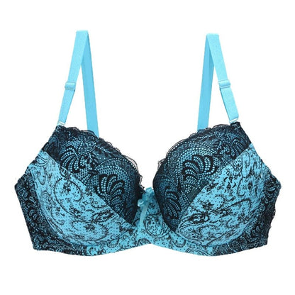 Koronkowy biustonosz push up plus size z pełnymi miseczkami i kontrastowym wzorem - Senséra