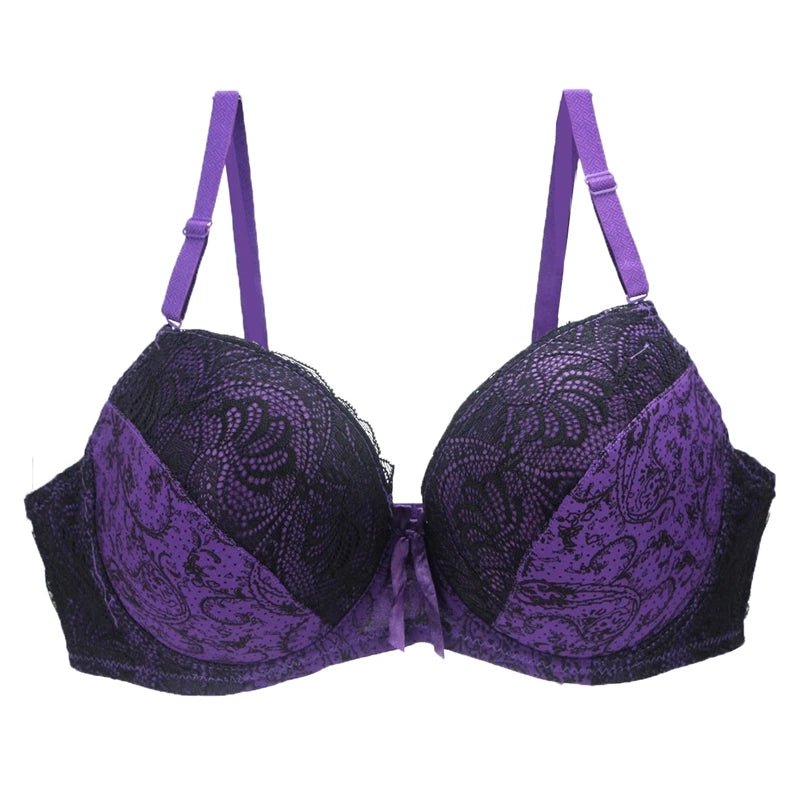 Koronkowy biustonosz push up plus size z pełnymi miseczkami i kontrastowym wzorem - Senséra