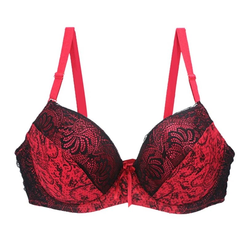 Koronkowy biustonosz push up plus size z pełnymi miseczkami i kontrastowym wzorem - Senséra