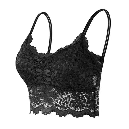 Koronkowy bralette damski z dłuższym dołem i miękkimi miseczkami - Senséra