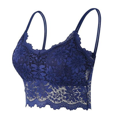 Koronkowy bralette damski z dłuższym dołem i miękkimi miseczkami - Senséra