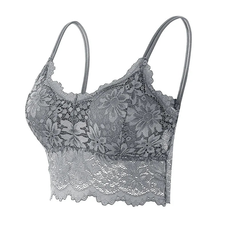 Koronkowy bralette damski z dłuższym dołem i miękkimi miseczkami - Senséra