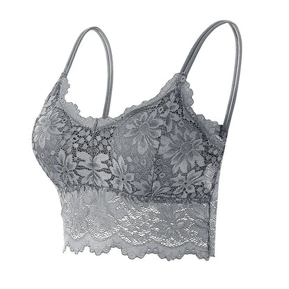 Koronkowy bralette damski z dłuższym dołem i miękkimi miseczkami - Senséra
