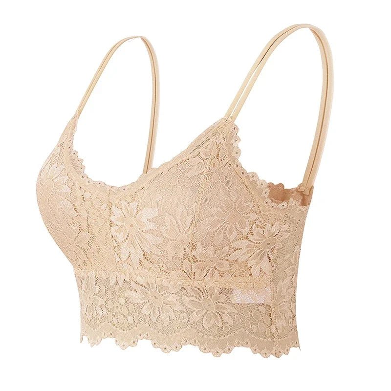 Koronkowy bralette damski z dłuższym dołem i miękkimi miseczkami - Senséra
