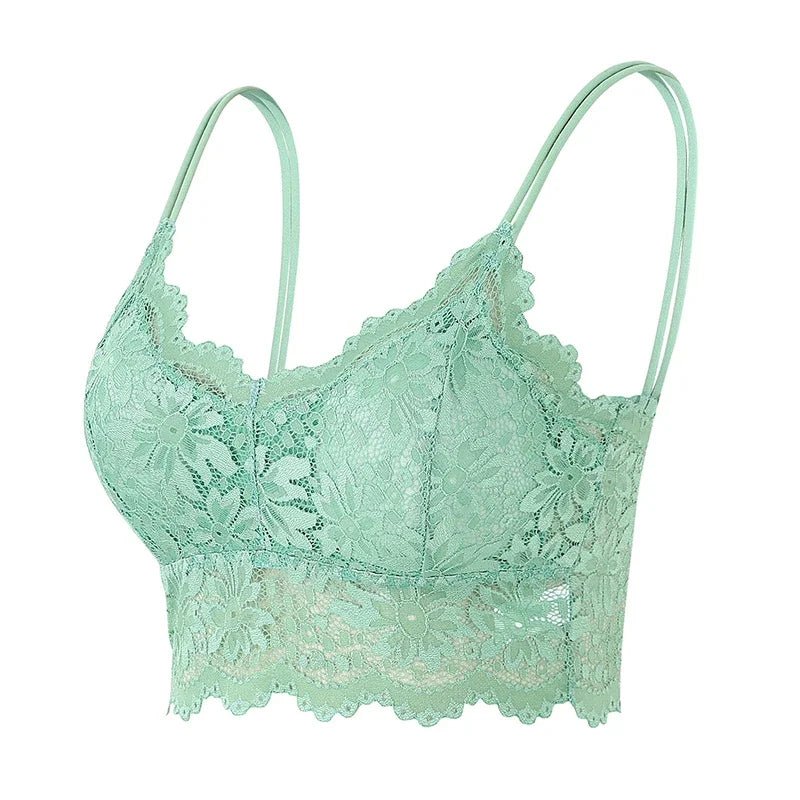Koronkowy bralette damski z dłuższym dołem i miękkimi miseczkami - Senséra