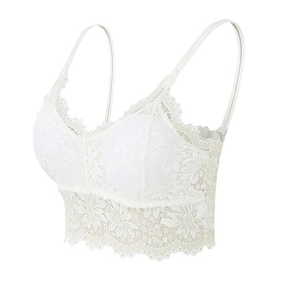 Koronkowy bralette damski z dłuższym dołem i miękkimi miseczkami - Senséra