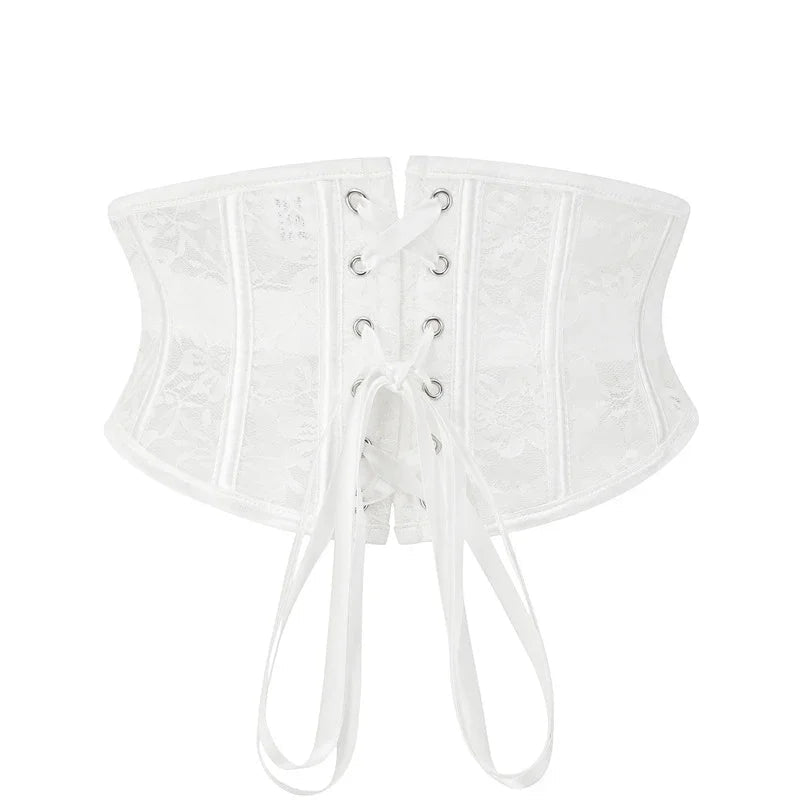 Koronkowy gorset underbust z wiązaniem modelujący talię - Senséra