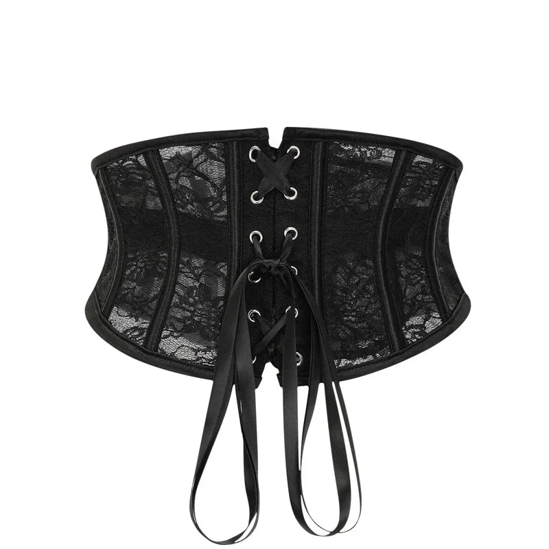 Koronkowy gorset underbust z wiązaniem modelujący talię - Senséra