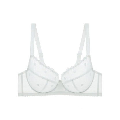Lekki biustonosz minimizer plus size z siateczki w kropki i miękkimi miseczkami - Senséra