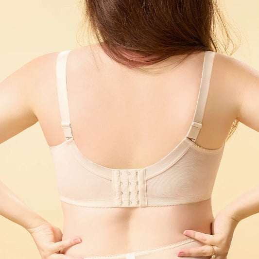 Lekki biustonosz minimizer plus size z siateczki w kropki i miękkimi miseczkami - Senséra