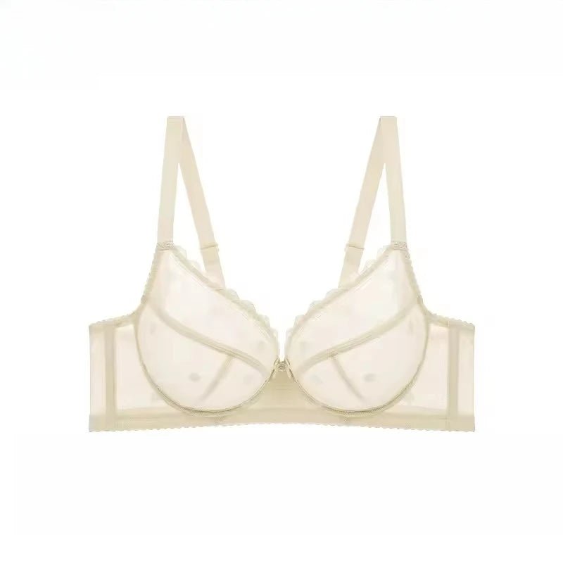 Lekki biustonosz minimizer plus size z siateczki w kropki i miękkimi miseczkami - Senséra