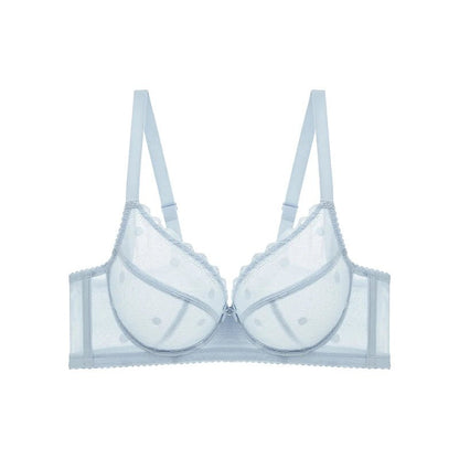 Lekki biustonosz minimizer plus size z siateczki w kropki i miękkimi miseczkami - Senséra