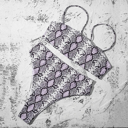 Minimalistyczne bikini z prostym topem na ramiączkach i wysokim stanem - Senséra